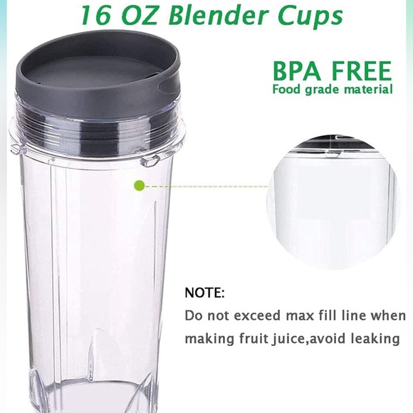Universal 16 OZ Blender Flip Top to-go Seal Cup Lid Replacement Cups - Picture 5 of 11